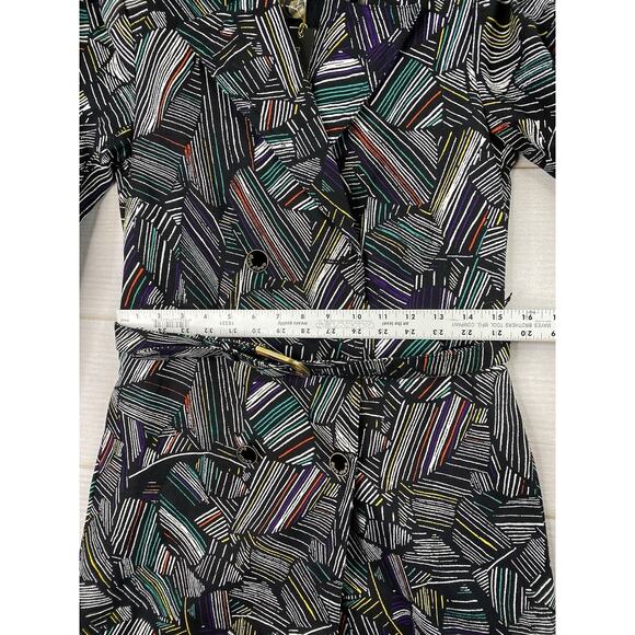 Duro Olowu Jacket Womens Sz S Black Abstract Print Trench Belted Button Up NWOT - Picture 8 of 15